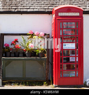 Port Appin échange de livres dans un vieux téléphone fort, Ecosse, Royaume-Uni Banque D'Images