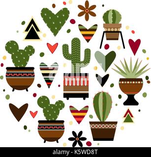 Illustration d'un cactus enfermée dans un cercle. eps 10 Illustration de Vecteur