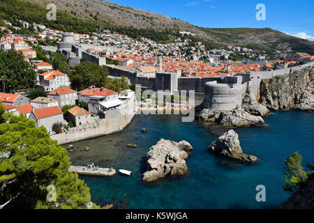 La vieille ville de Dubrovnik à partir de fort lovrijenac Banque D'Images