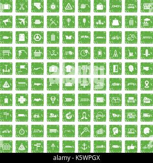 Livraison 100 icons set grunge green Illustration de Vecteur