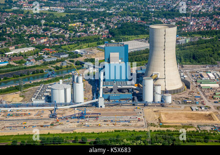 Centrale électrique Datteln 4, centrale à charbon, construction continue de gel de bâtiments, dates, région de la Ruhr, Rhénanie-du-Nord-Westphalie, Allemagne, Europe, centrale à charbon pl Banque D'Images