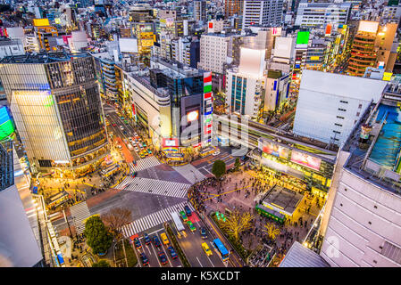 Shibuya, Tokyo, Japon cityscape sur croisement de Shibuya. Banque D'Images