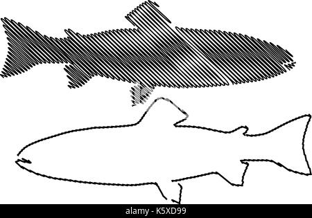 Silhouette vecteur, la truite (Salmo trutta fario), (Oncorhynchus mykiss) Illustration de Vecteur