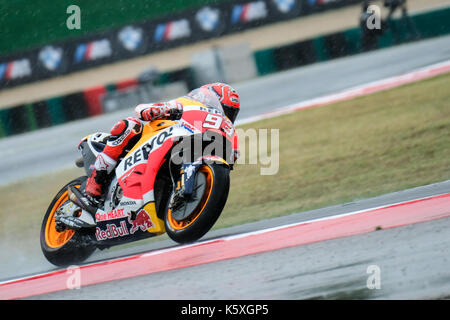 93 Marc Márquez (Espagne), l'homme de l'équipe Repsol Honda, Honda RC213v machine, gran premio tribul mastercard di San marino e della riviera di Rimini, au cours de l'action à l'warup motogp Marco Simoncelli world circuit pour la 13e ronde de championnat du monde motogp, du 8 au 10 septembre 2017 à Misano Adriatico (RSM) Banque D'Images