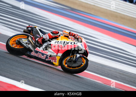 93 Marc Márquez (Espagne), l'homme de l'équipe Repsol Honda, Honda RC213v machine, gran premio tribul mastercard di San marino e della riviera di Rimini, action pendant la course motogp au Marco Simoncelli world circuit pour la 13e ronde de championnat du monde motogp, du 8 au 10 septembre 2017 à Misano Adriatico (RSM) Banque D'Images