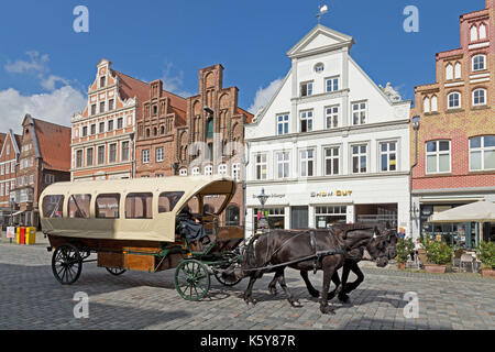 Calèche, Am Sande, Lunebourg, Basse-Saxe, Allemagne Banque D'Images