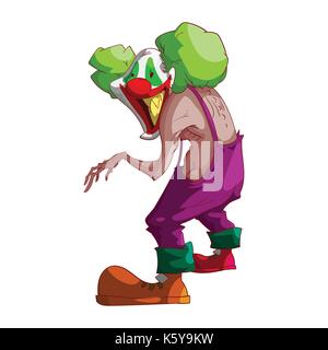 Colorful vector illustration d'un cartoon effrayant, clown maléfique Illustration de Vecteur