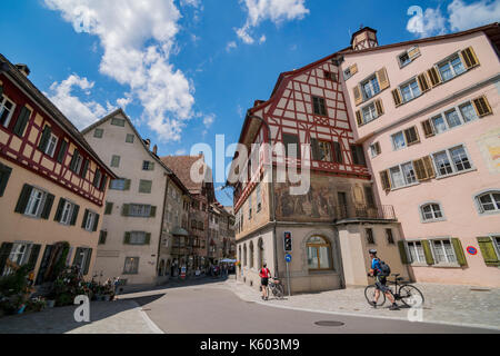 Schaffhouse, 15 juillet : haus zum steinbock hinter dem Rathaus, de la belle Stein am Rhein est une ville et une municipalité dans le canton de sc Banque D'Images