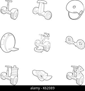 Segway icons set style du contour, Illustration de Vecteur