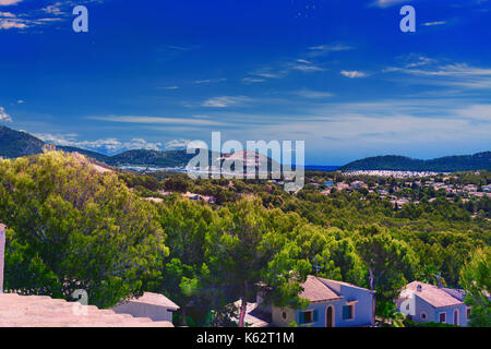 Vue panoramique à partir de Paguera, vers la baie de Palma, Majorque Banque D'Images