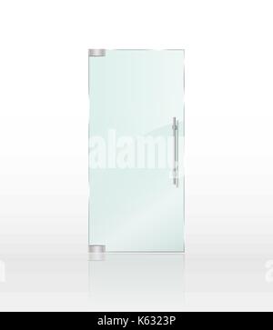 Porte en verre clair transparent isolé sur fond blanc. porte d'entrée pour le shop ou boutique immersive. vector illustration Illustration de Vecteur