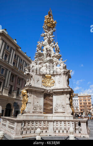 L'Autriche, Vienne, Wiener Dreifaltigkeitssaule Pestsaule ou - Sainte Trinité ou la colonne de la peste, monument baroque du 17e siècle. Banque D'Images