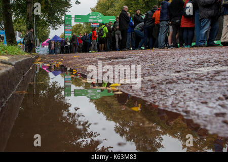 Cardiff, Wales, uk, 10 septembre 2017. Le compte d'arrivée de la dernière étape du tour de Bretagne de l'énergie ovo. Banque D'Images