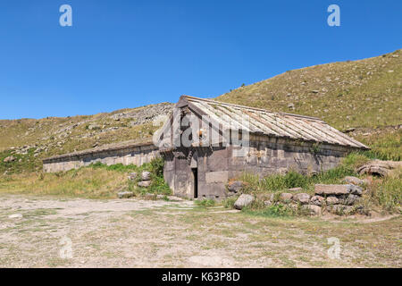 Dans le caravansérail de Orbelian Vayots Dzor Province d'Arménie. Construit à partir de basalte en 1332 à une hauteur de 2410 mètres au-dessus du niveau de la mer. Banque D'Images