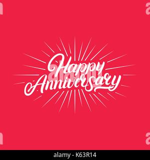 Heureux anniversaire lettrage écrit à la main. La calligraphie au pinceau pour carte de voeux, affiche, impression. isolé sur fond. vector illustration. Illustration de Vecteur