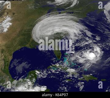 La tempête tropicale irma puisqu'il n'est moyen sur la Géorgie et en Arizona après avoir balayé l'état de la Floride comme ouragan de catégorie 4 l'irma comme indiqué par le satellite GOES-16, 11 septembre 2017. Banque D'Images