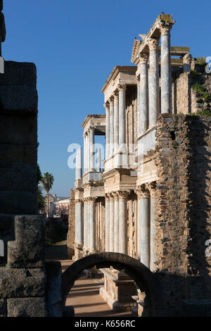 Théâtre romain (Ier siècle avant J.-C.). Merida. Badajoz province. Espagne Banque D'Images