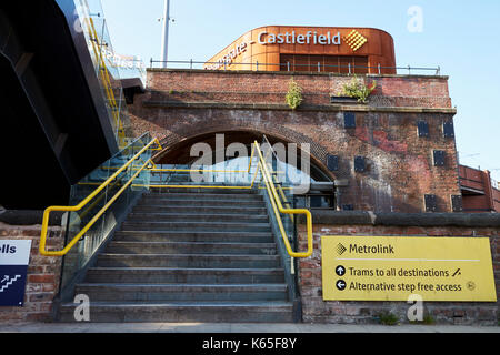 Manchester, UK - 10 mai 2017 : La station de tramway Castlefield sur réseau de Métro Banque D'Images