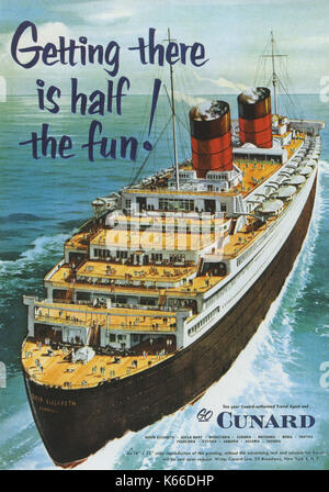 Publicité Cunard POUR LA LIGNE DE PASSAGERS vers 1955 Banque D'Images