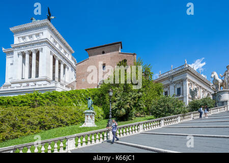 La colline du Capitole cordonata menant de la via del teatro di Marcello à la piazza del Campidoglio, Rome, Latium, Italie, Europe. Banque D'Images