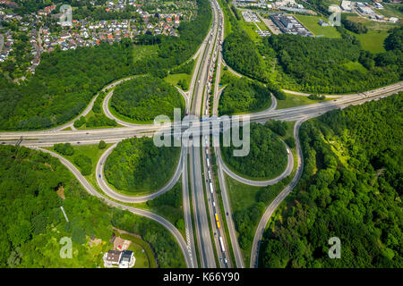 Autobahnkreuz Hagen, autoroute a45 et A46 autoroute, kreuzhagen kleeblattkreuzung,, Hagen, Ruhr, Rhénanie du Nord-Westphalie, Allemagne "europe, Hagen, un Banque D'Images