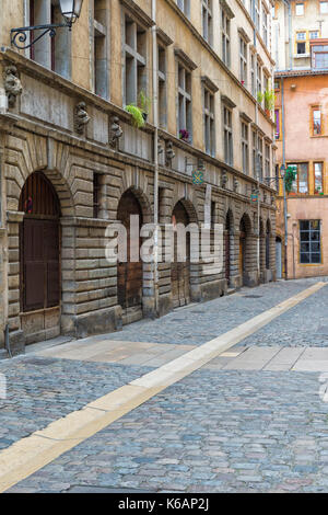 La rue Juiverie, Quartier Saint Jean, UNESCO World Heritage Site, Vieux Lyon, Rhône Alpes, France Banque D'Images