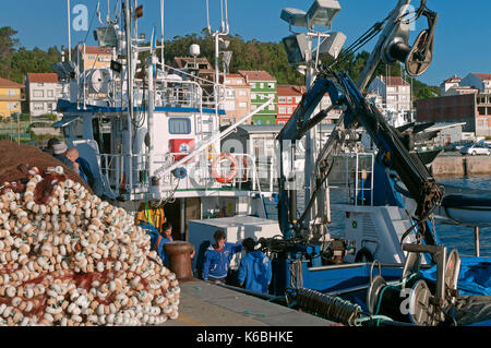 Port de pêche, Embach, province de La Corogne, une région de Galice, Espagne, Europe Banque D'Images