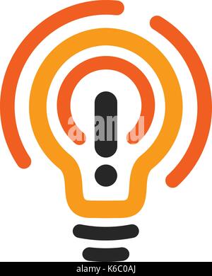 Nouvelle idée de scénario stylisé symbole, icône d'ampoules de couleur orange et noir, logo lumineux ampoule isolés télévision cartoon, blanc et orange, signe de couleur idée Illustration de Vecteur