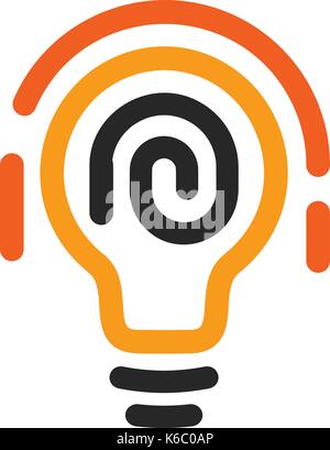 Nouvelle idée de scénario stylisé symbole, icône d'ampoules de couleur orange et noir, logo lumineux ampoule isolés télévision cartoon, blanc et orange, signe de couleur idée Illustration de Vecteur