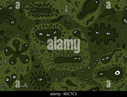 Hand drawn seamless pattern bactérie. vector illustration Illustration de Vecteur