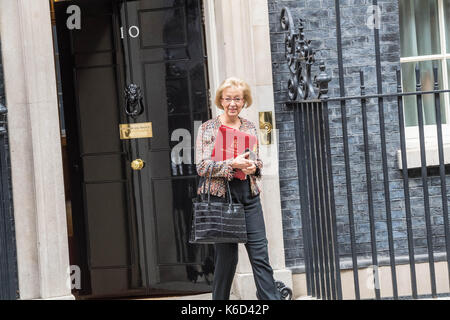 Londres, Royaume-Uni. Sept 12, 2017. Andrea Leadsom, chef de la Chambre des communes laisse 10, Downing Street, à la suite d'une réunion du cabinet Crédit : Ian Davidson/Alamy Live News Banque D'Images