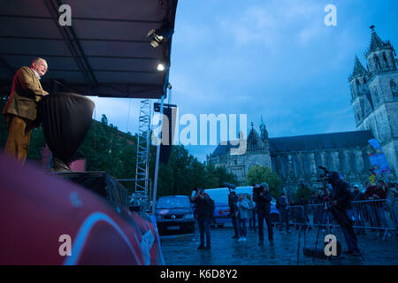 Magdeburg, Allemagne. 12 sep, 2017. Le principal candidat du parti de l'AFD pour les élections générales, alexander gauland, parle à un événement de campagne de l'alternative pour l'Allemagne parti à Magdeburg, Allemagne, 12 septembre 2017. photo : Klaus-dietmar gabbert/dpa-zentralbild/dpa/Alamy live news Banque D'Images