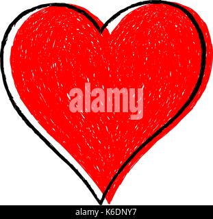 L'utiliser dans tous vos projets. esquisse coeur rouge signe avec ligne noire. contour de forme rapide et facile recolorable. vector illustration graphique un ele Illustration de Vecteur