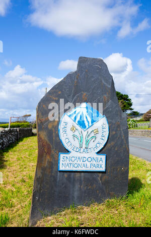 Le parc national de Snowdonia sign in gwynedd North Wales UK Banque D'Images