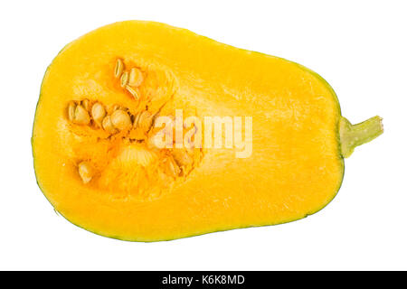 Muscat citrouille, coupée en deux, isolé sur fond blanc. studio photo Banque D'Images