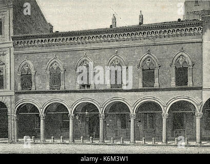 Bologna Palazzo Isolani xilografia Banque D'Images