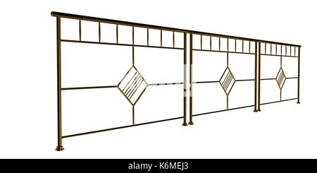 Le rendu 3D d'une rampe d'escalier d'or isolé sur fond blanc Banque D'Images