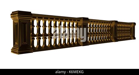 Le rendu 3D d'une rampe d'escalier d'or isolé sur fond blanc Banque D'Images