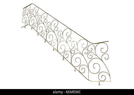 Le rendu 3D d'un escalier d'or rail isolé sur fond blanc Banque D'Images