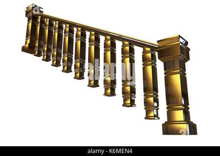 Le rendu 3D d'un escalier d'or rail isolé sur fond blanc Banque D'Images