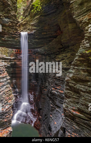 Cavern Cascade Watkins Glen State Park - Cavern Cascade est l'une des nombreuses cascades que vous trouverez à Watkins Glen SP. Une fonctionnalité intéressante de ce parti Banque D'Images