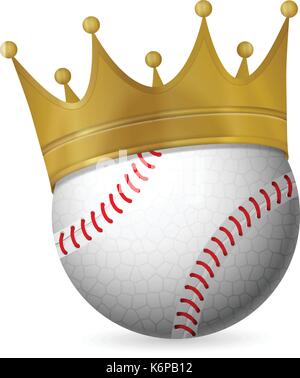 Balle de baseball avec couronne sur un fond blanc. vector illustration. Illustration de Vecteur