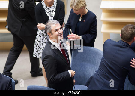 Stockholm, Suède, le 12 septembre 2017. cérémonie dans la chambre à l'ouverture de la session du Riksdag. ministre de la coordination des politiques et de l'énergie, Ibrahim baylan (s). /Credit:barbro bergfeldt/Alamy live news Banque D'Images