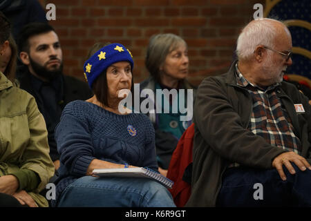 Londres, Royaume-Uni. 13 Sep, 2017. Hall de masse des déclarations d'appui d'un groupe multipartite de députés, des hôtes par British en Europe et l3millions de partenaires et de parler de la campagne et l'importance de garantir les droits des citoyens. à centre Emmanuel. Credit : Voir Li/Alamy Live News Banque D'Images