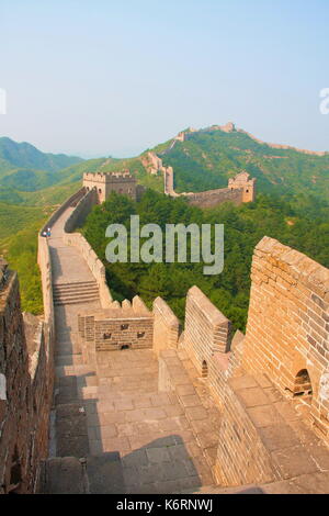 Randonnée à pied et à la Grande Muraille de l'heure d'été. Beijing , Chine Banque D'Images