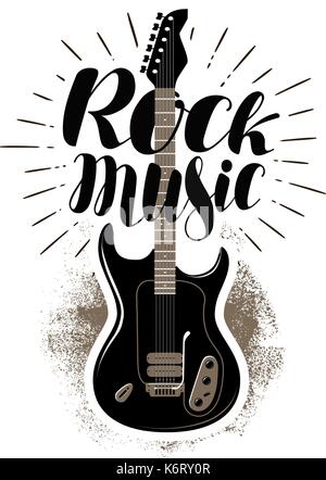 La musique rock, le lettrage. guitare, fretboard label. vector illustration Illustration de Vecteur