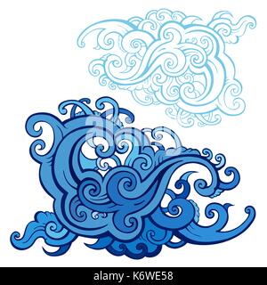 Les vagues de la mer. Illustration de Vecteur