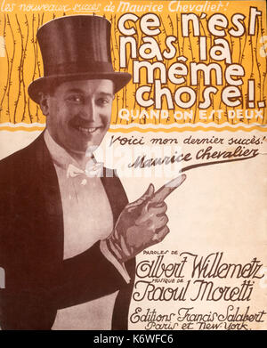 CHEVALIER, Maurice - Ce n'est pas la meme a choisi de couvrir de score, avec photographie de Chevalier, 1924. Publié par Francis Salabert. Le comédien français, chanteur, comédien, auteur-compositeur, 1888-1972 Banque D'Images