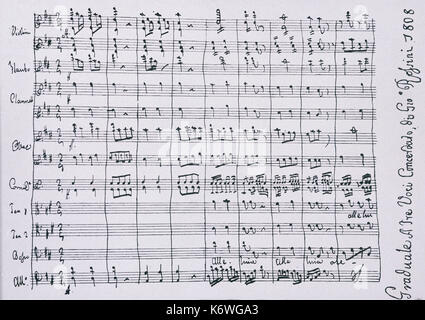 Gioachino Rossini 's "Graduale a tre voci concertato', 1808 - chandail score. Rédigé au moment de Rossini, 16 ans. GR, compositeur italien : 29 février 1792 - 13 novembre 1868. Banque D'Images