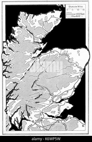 Une carte des chemins de fer 1914 dans le nord de l'Ecosse Banque D'Images